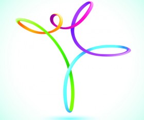 Abstract ribbon people colored vector 04