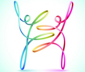 Abstract ribbon people colored vector 05