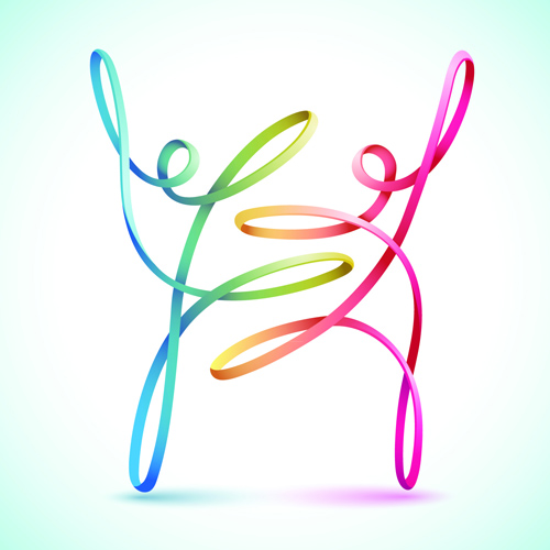 Abstract ribbon people colored vector 05
