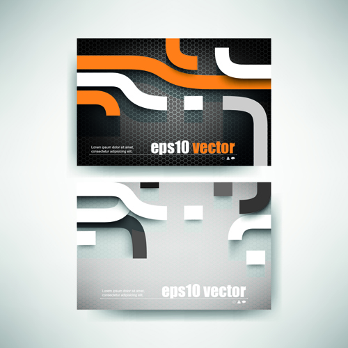 Abstract track business cards vector set 02