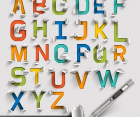 Alphabet paper cut creative vector 02