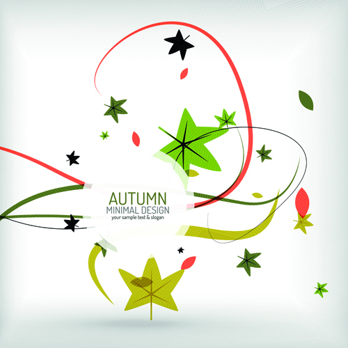 Autumn abstract plant and leaves vector background 01