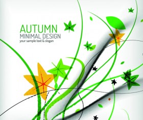 Autumn abstract plant and leaves vector background 02