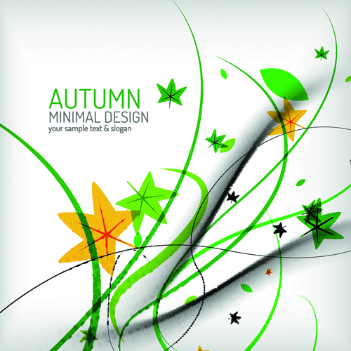 Autumn abstract plant and leaves vector background 02