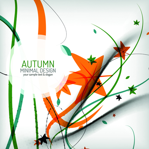 Autumn abstract plant and leaves vector background 03