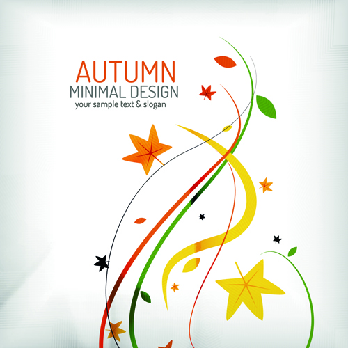 Autumn abstract plant and leaves vector background 04