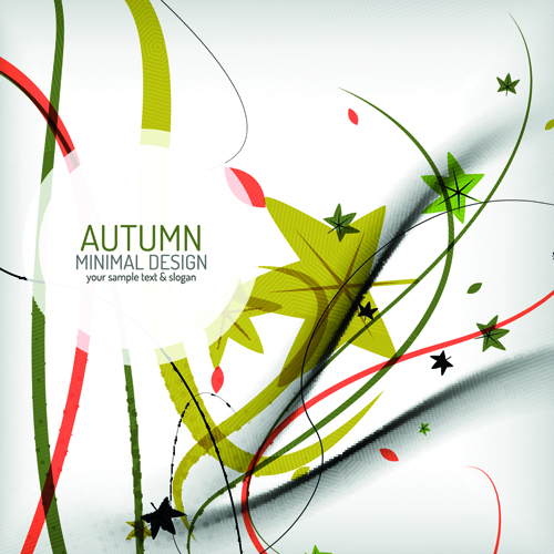 Autumn abstract plant and leaves vector background 05