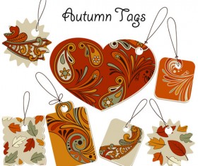 Autumn floral tags design vector