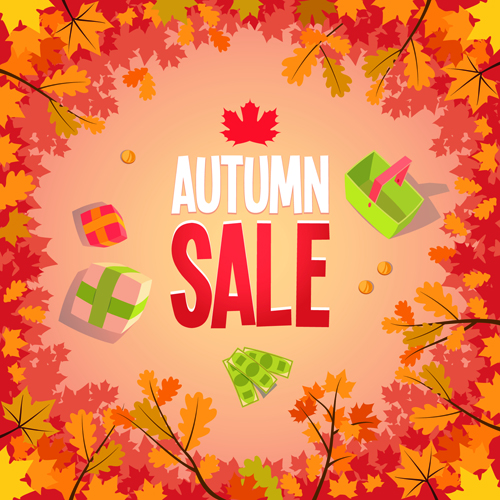 Autumn promo poster sale vector 04