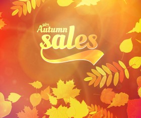 Autumn sale background set vector 01