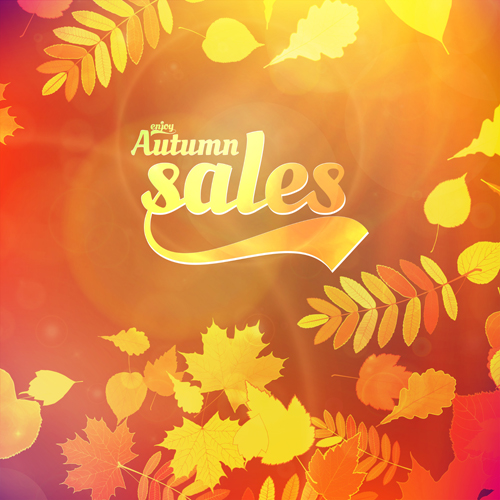 Autumn sale background set vector 01
