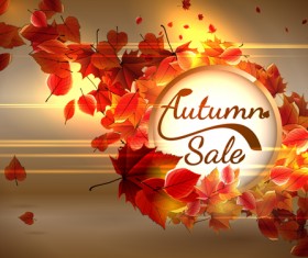 Autumn sale background set vector 02