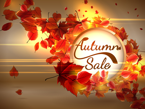 Autumn sale background set vector 02