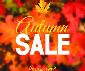 Autumn sale blurred background vector 01