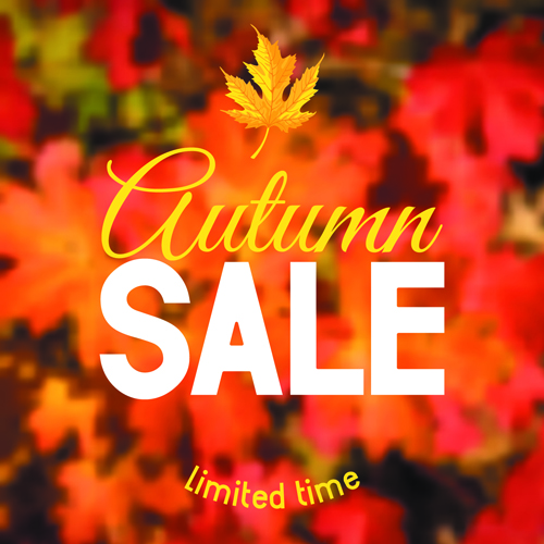 Autumn sale blurred background vector 01