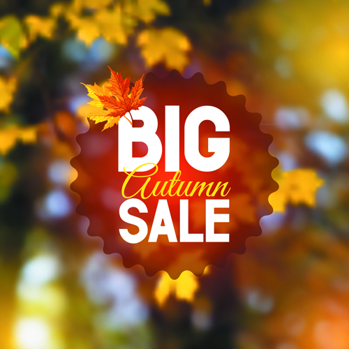 Autumn sale blurred background vector 02