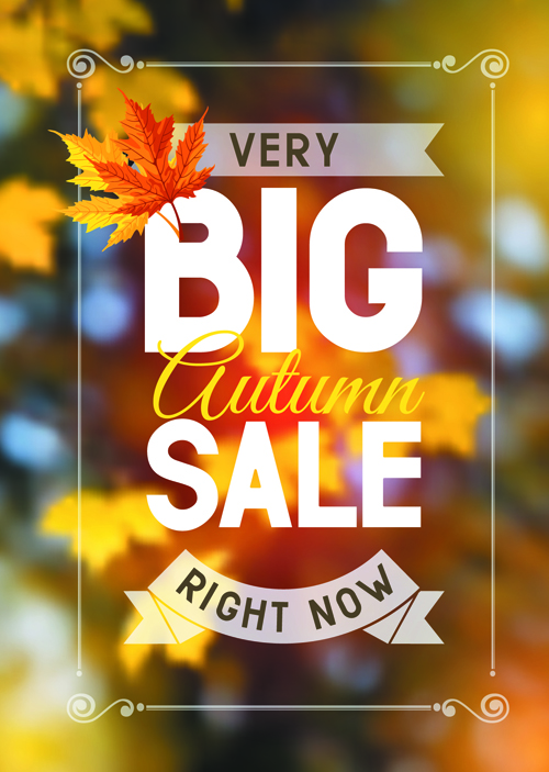 Autumn sale blurred background vector 03
