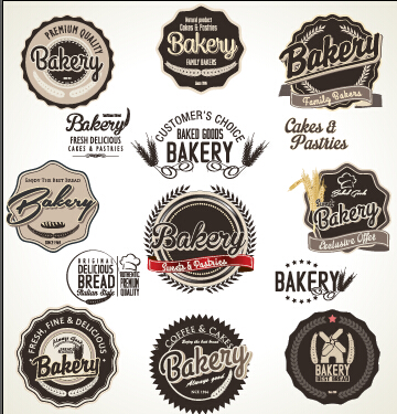 Bakery label retro style vector 01 free download