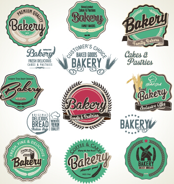 Bakery label retro style vector 02