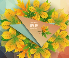 Beautiful autumn leaves with paper background 03