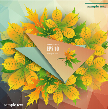 Beautiful autumn leaves with paper background 03