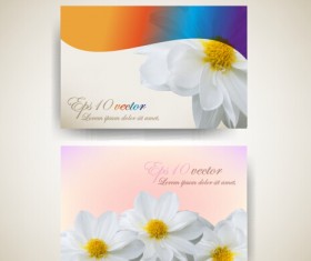 Beautiful flowers business cards material vector 01