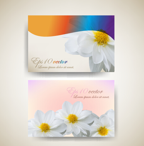 Beautiful flowers business cards material vector 01