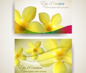 Beautiful flowers business cards material vector 02