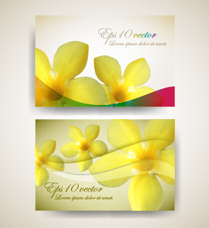 Beautiful flowers business cards material vector 02