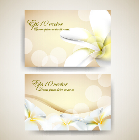 Beautiful flowers business cards material vector 03