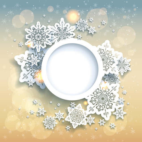 Beautiful snowflake with shiny background vector 01