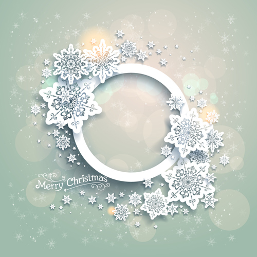 Beautiful snowflake with shiny background vector 03