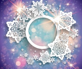 Beautiful snowflake with shiny background vector 04