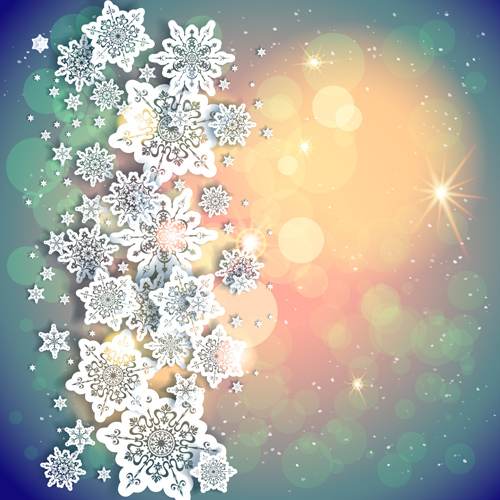Beautiful snowflake with shiny background vector 05