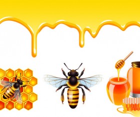 Bee honey dripping effect background vector 02