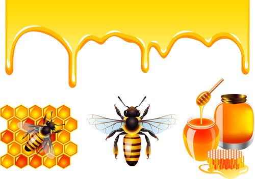 Bee honey dripping effect background vector 02