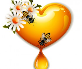 Bee honey dripping effect background vector 03