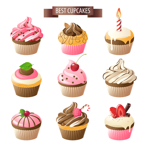 Best cupcakes icons material vector