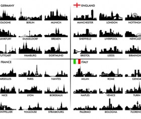 Big cities silhouette set vector 01