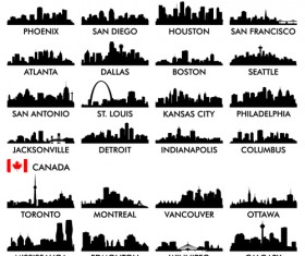 World famous cities silhouettes vector set 02 free download