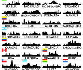 Big cities silhouette set vector 03