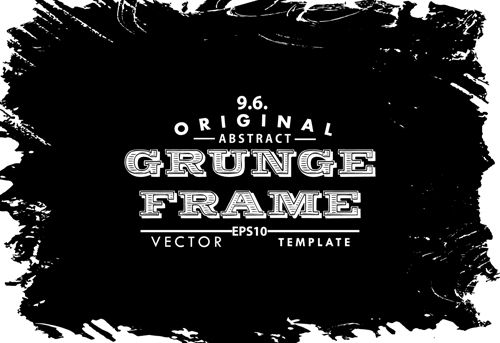 Black grunge frame background graphics vector 01
