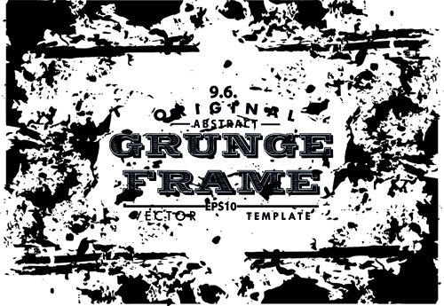 Black grunge frame background graphics vector 04