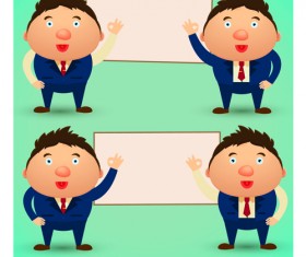 Blank paper and funny people vector 02