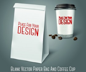 Blank paper bag and coffee cup vector