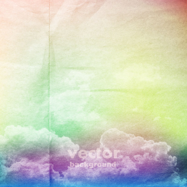 Blurred cloud with grunge background vector 02