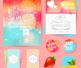 Blurred wedding invitation cards vector elements 01