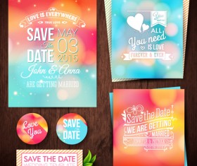 Blurred wedding invitation cards vector elements 03