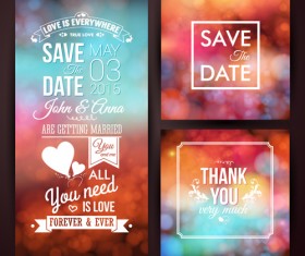 Blurred wedding invitation cards vector elements 04
