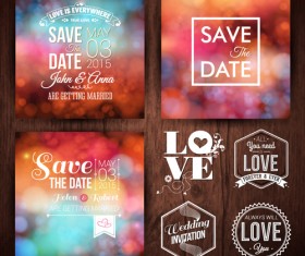Blurred wedding invitation cards vector elements 05